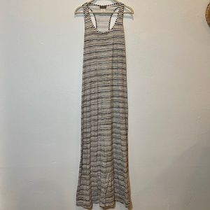 Tommy Bahama Blue & Tan Striped Maxi Dress